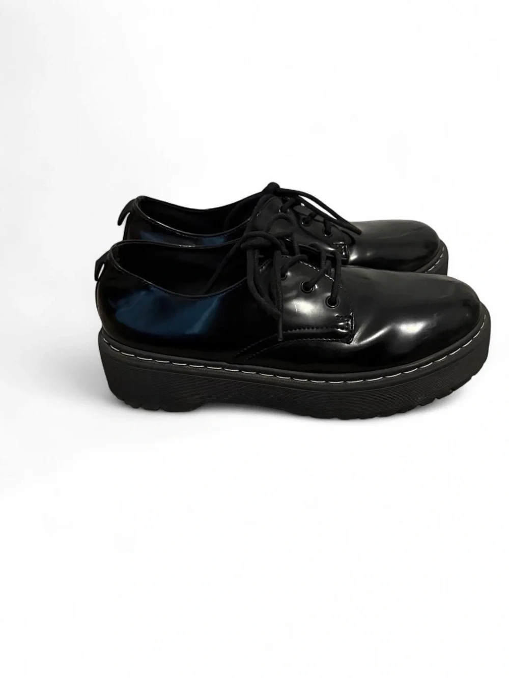 Jelly Pop Women’s Black Lace-Up Platform Shoes